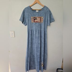 Cactus Bay By Lynee Maxi Dress Women Large Blue Tie Dye American Flag Patriotic